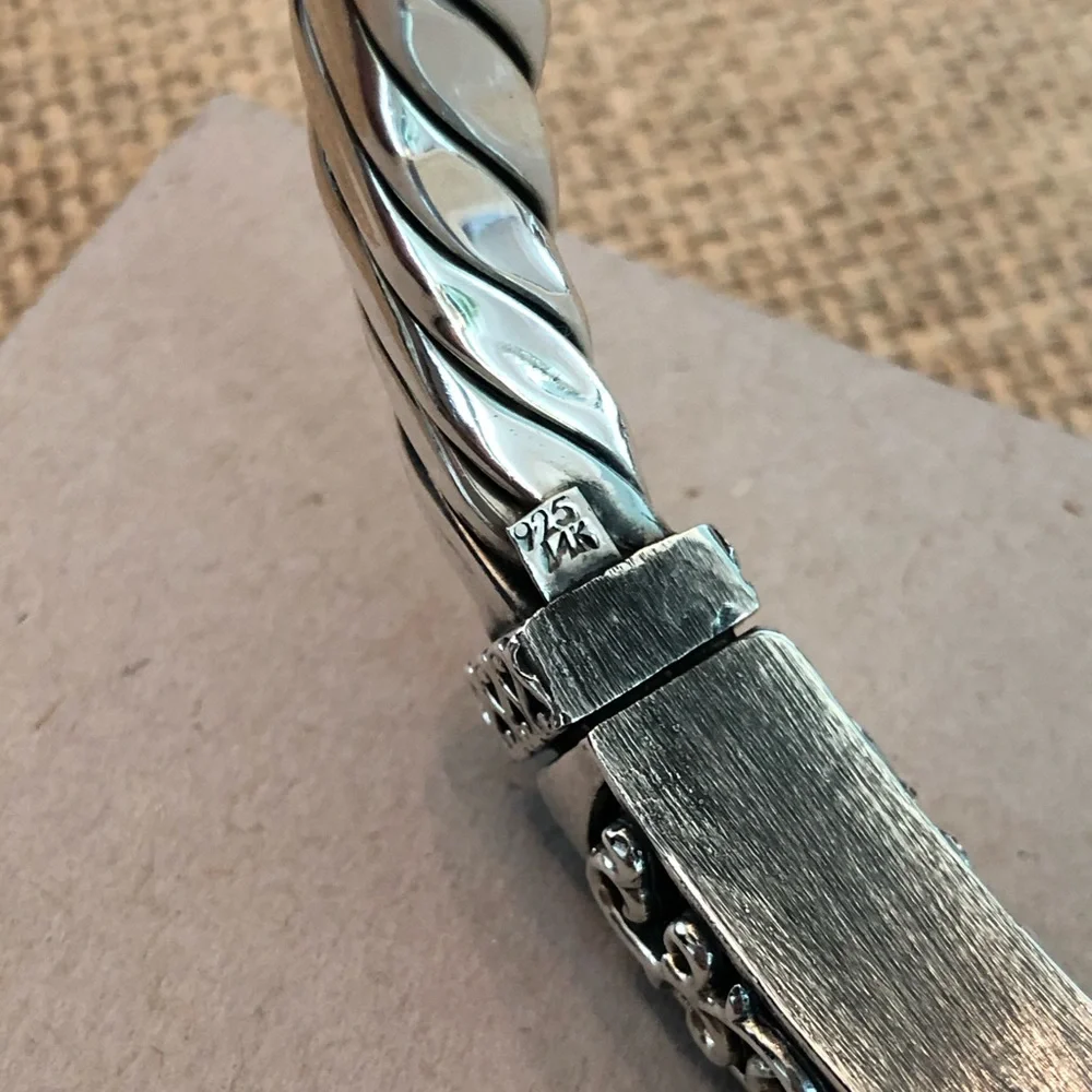 RARE 14k Gold Sterling Silver .925 Filigree Hinge Twisted Cuff Silpada Bracelet - Picture 4 of 8